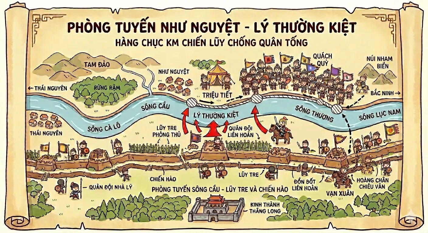 Bản đồ mô tả trận chiến sông Như Nguyệt