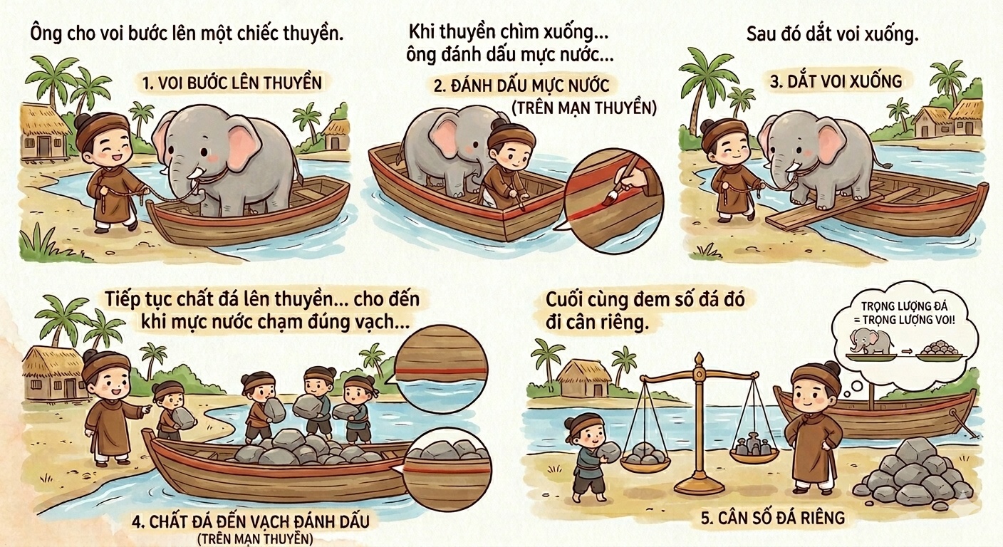 Lương Thế Vinh cân voi.